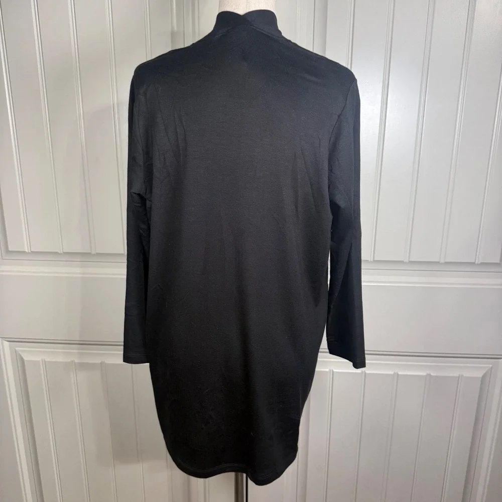 Eileen Fisher Kimono Jacket Womens S/P Black Tencel Stretch Terry Minimalist New